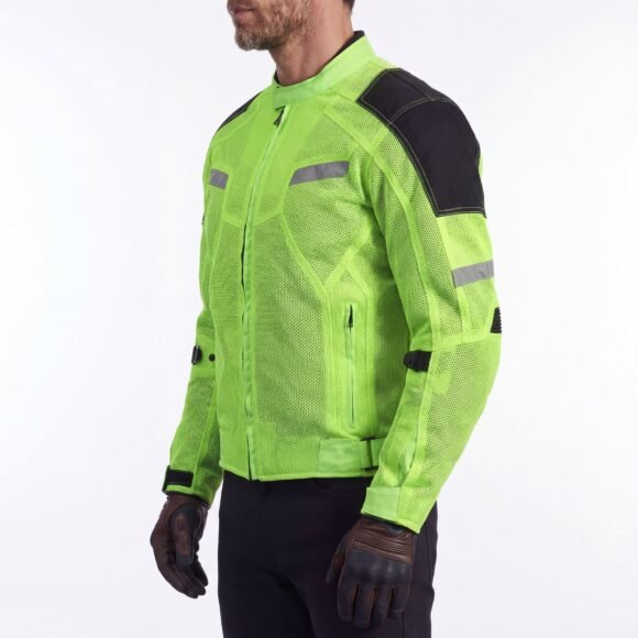 vance mens all weather hi viz ce armor mesh motorcycle jacket