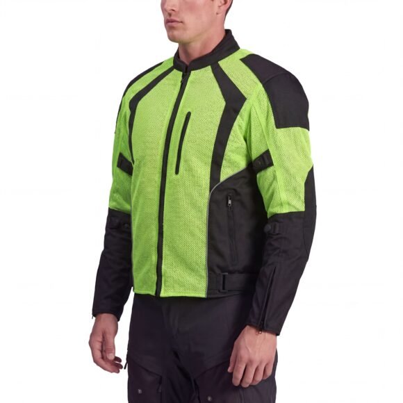 mens hi vis all weather season ce armor mesh motorcycle jacket