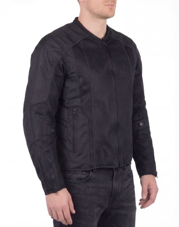 vance mens black advanced 3 season mesh/textile ce armor motorcycle jacket