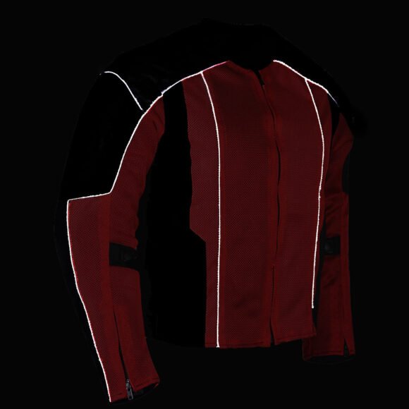 vance mens red advanced 3 season mesh/textile ce armor motorcycle jacket