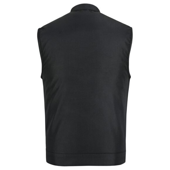 mens black textile club style biker vest | front zipper