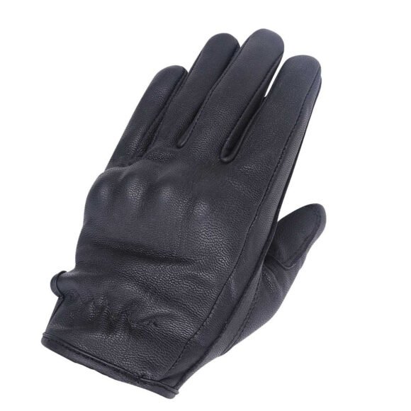 mens black cowhide leather knuckle armored riding gloves