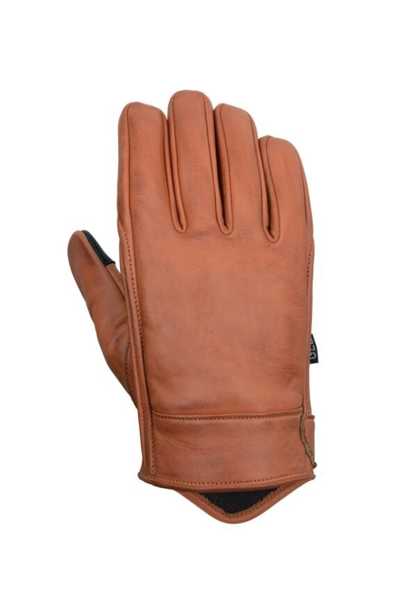mens premium brown leather motorcycle gloves riding gloves w/ gel palm padding | touchscreen fingertips