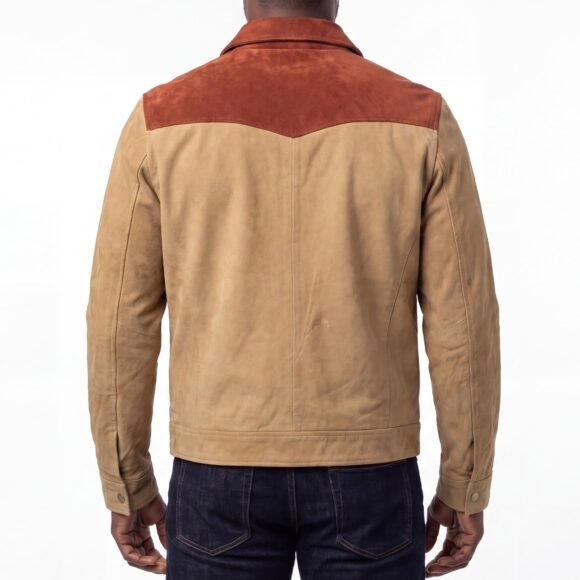 men's western goat suede two tone leather jacket