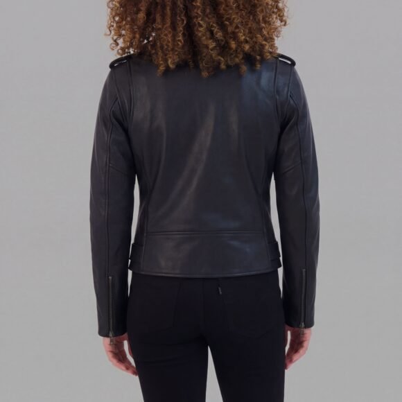 vance ladies goatskin leather classic biker jacket