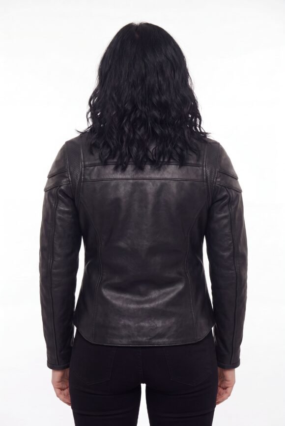 vance leather womens black soft cowhide scooter crossover biker jacket
