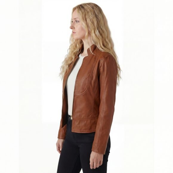 vance leathers maya ladies fitted jacket | soft lightweight brown leather