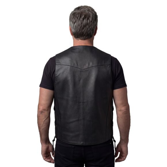 vance mens black premium cowhide ten pocket leather vest