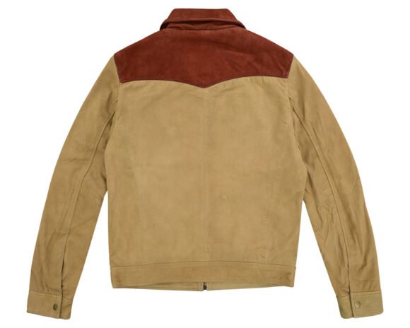 men's western goat suede two tone leather jacket