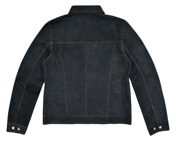 rancher goat suede trucker black leather jacket