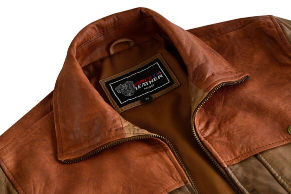 men's western waxed two tone austin brown leather jacket