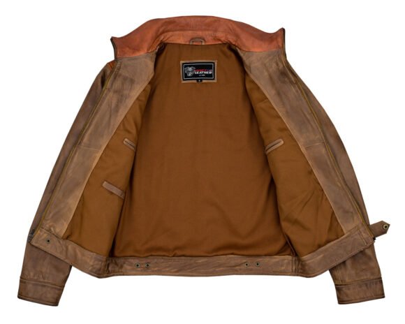 men's western waxed two tone austin brown leather jacket