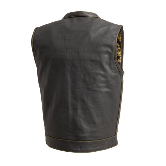 the cut mens motorcycle leather vest, multiple color options