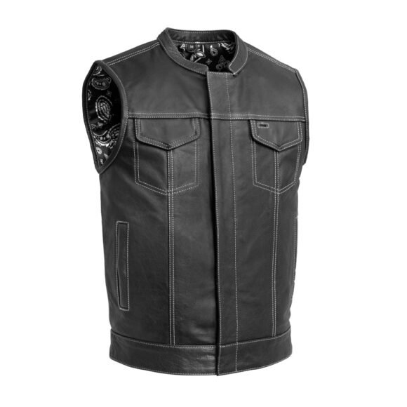 the cut mens motorcycle leather vest, multiple color options