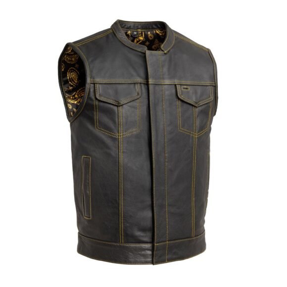 the cut mens motorcycle leather vest, multiple color options