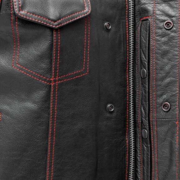 the cut mens motorcycle leather vest, multiple color options