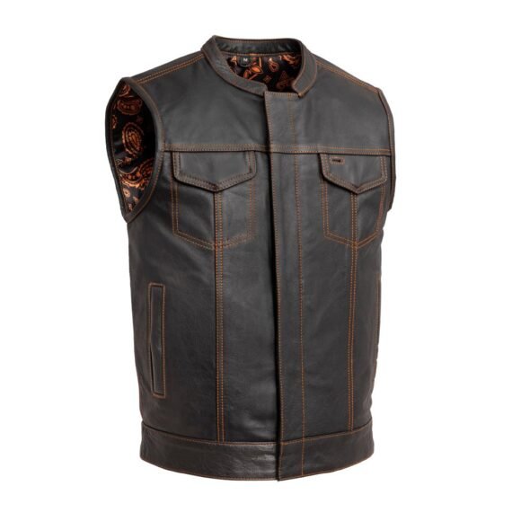 the cut mens motorcycle leather vest, multiple color options