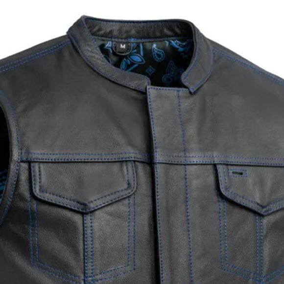 the cut mens motorcycle leather vest, multiple color options