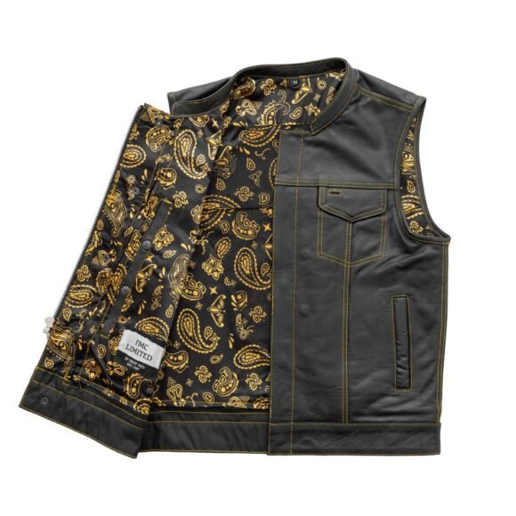 the cut mens motorcycle leather vest, multiple color options