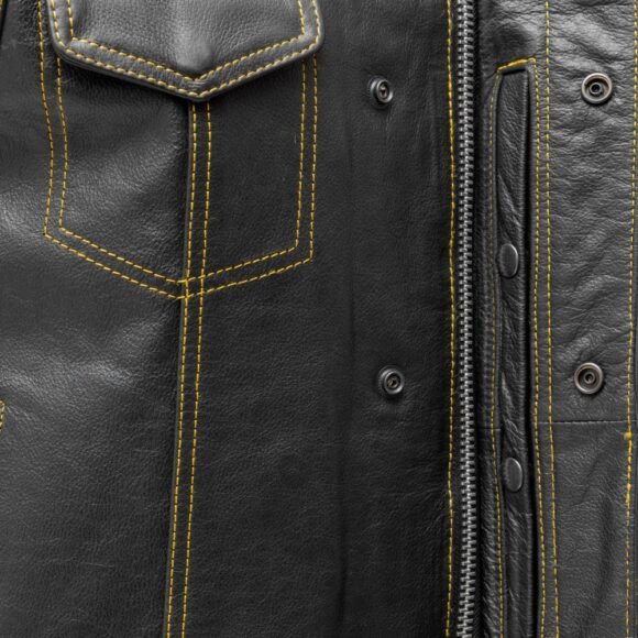 the cut mens motorcycle leather vest, multiple color options