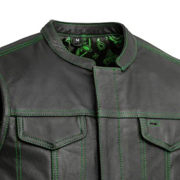the cut mens motorcycle leather vest, multiple color options