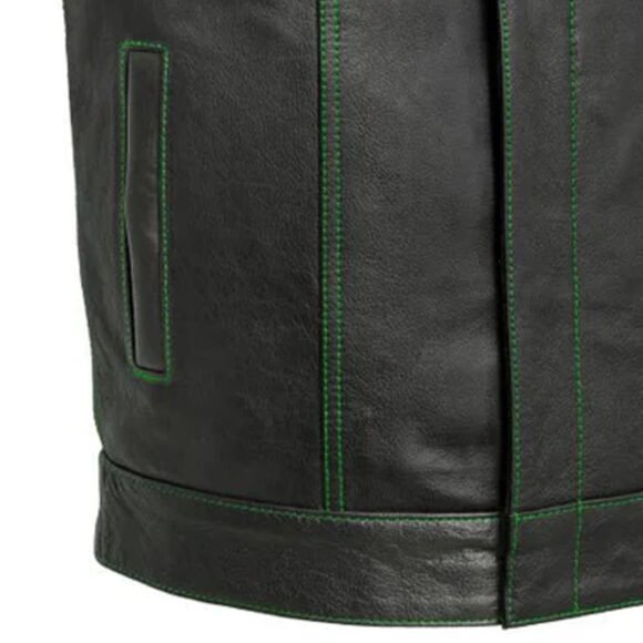 the cut mens motorcycle leather vest, multiple color options