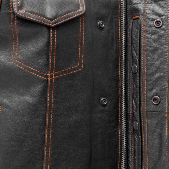 the cut mens motorcycle leather vest, multiple color options