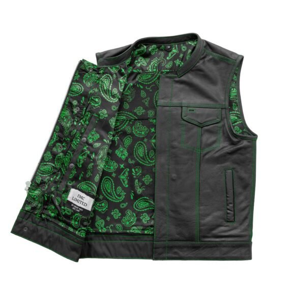 the cut mens motorcycle leather vest, multiple color options