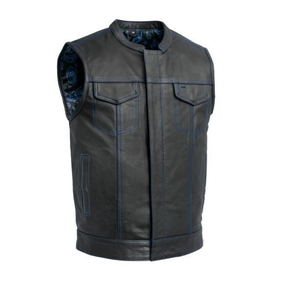 the cut mens motorcycle leather vest, multiple color options