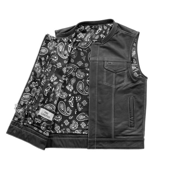 the cut mens motorcycle leather vest, multiple color options