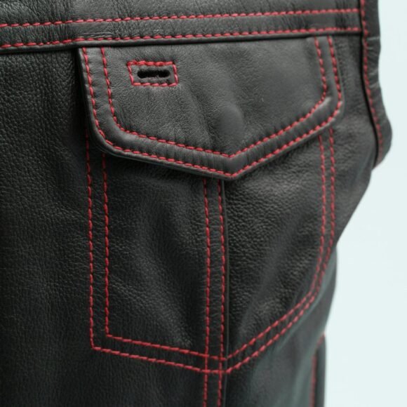 the cut mens motorcycle leather vest, multiple color options